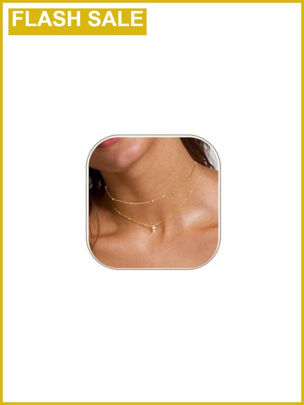 14K Gold Layered Cross Necklace Set Minimalist Christian Gift
